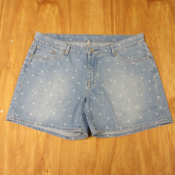 LEVI'S Polka Dot Mid Length Denim Jean Shorts Sz 34 (18) Light Wash Cotton Jorts - Picture 2 of 14